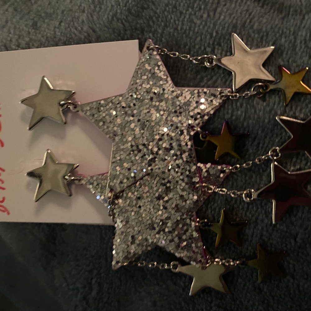 Silver Star Chandelier Earrings
